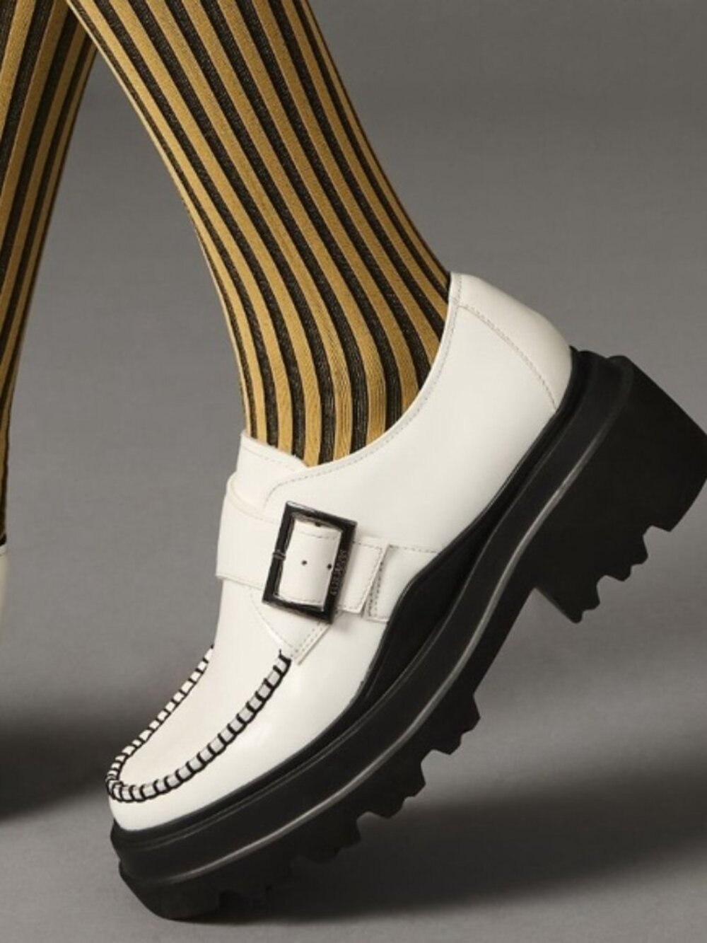 G.H. BASS White Leather Platform Derby Loafers